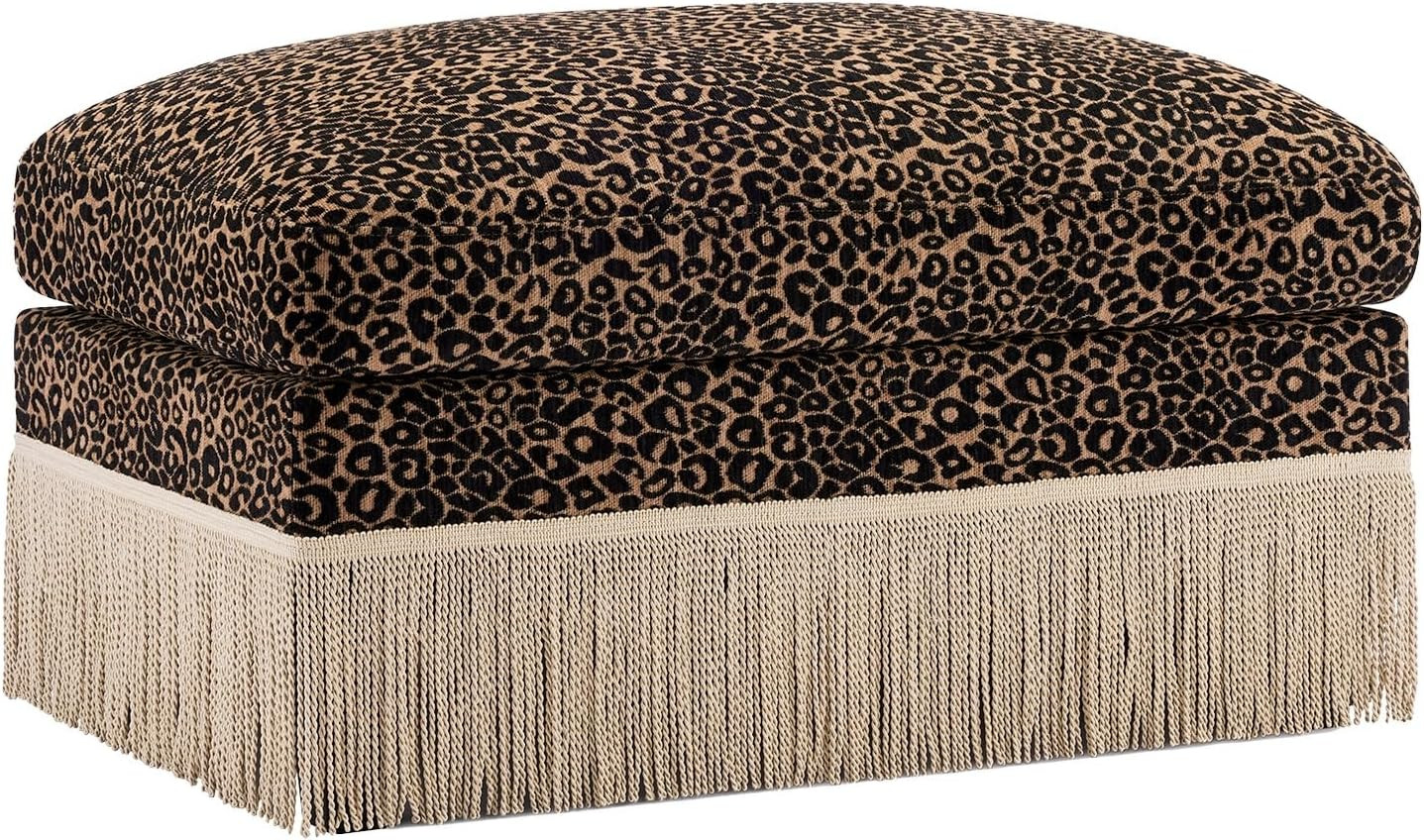 Leopard Chenille Modular Ottoman Footstool with Tassel Trim | Amazon (US)