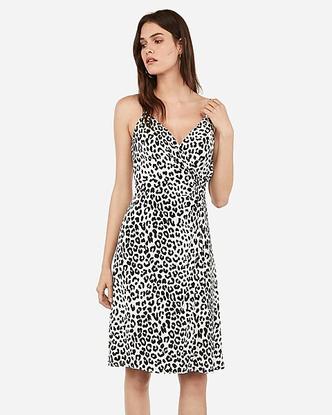 leopard print twist front midi cami dress | Express