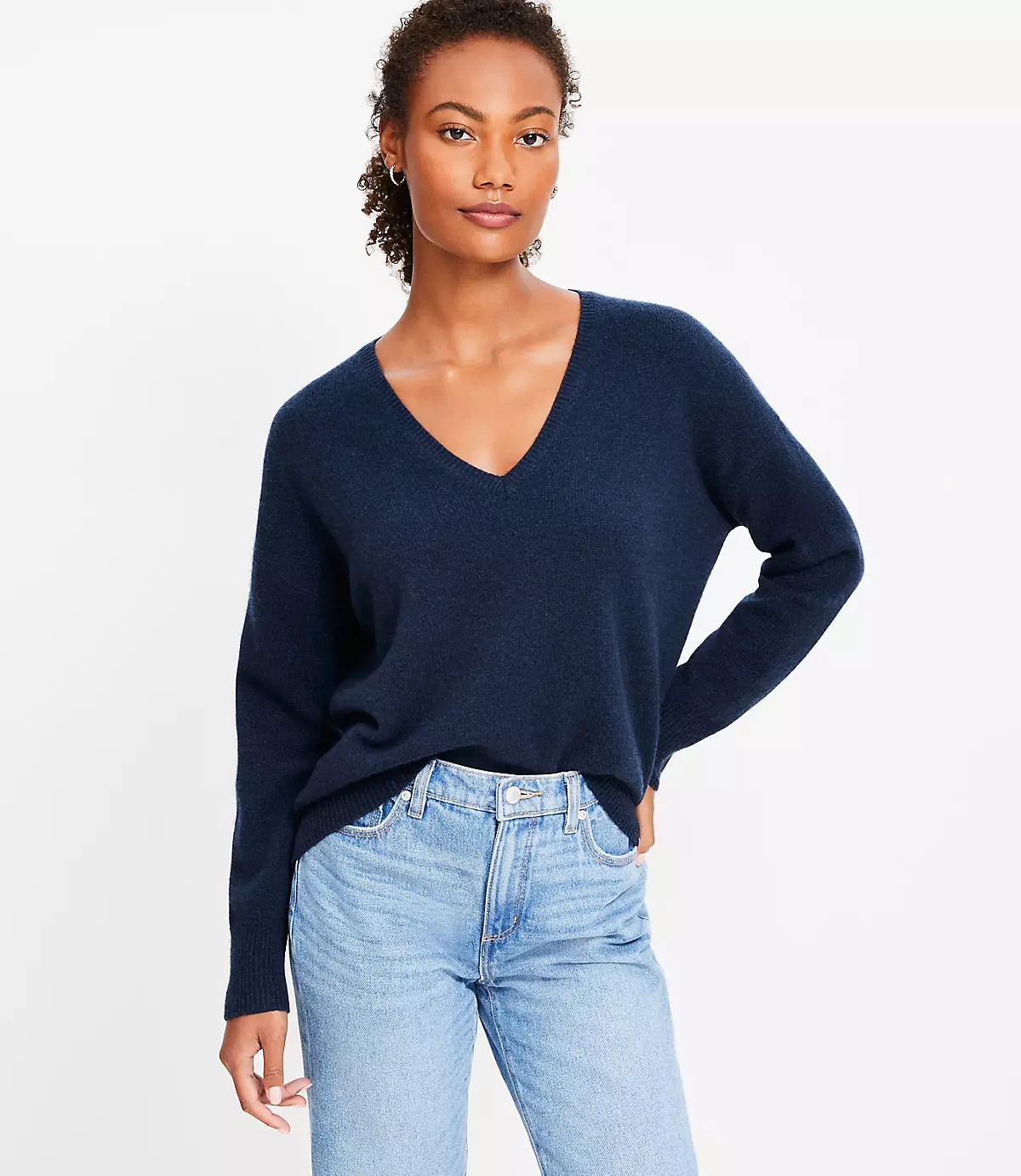 Relaxed V-Neck Cashmere Sweater | LOFT