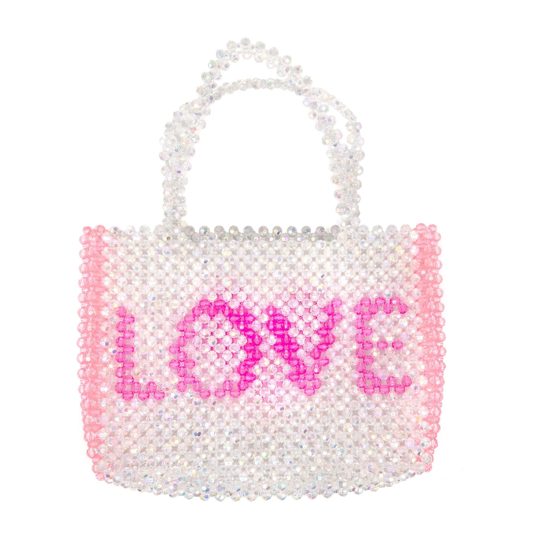 Beaded Crystal LOVE Bag, Pink | Maisonette