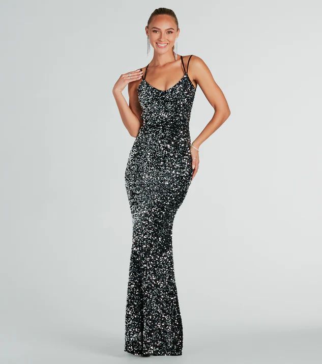Kiara Formal Sequin Velvet Mermaid Dress | Windsor Stores