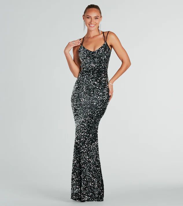 Kiara Formal Sequin Velvet Mermaid Dress | Windsor Stores