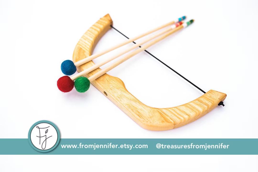 The Original From Jennifer Small Bow and Arrows Natural Wood Toy - Etsy | Etsy (US)