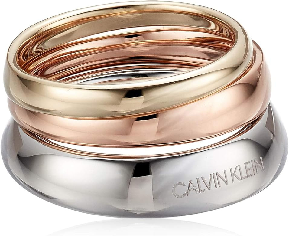 Women's Groovy Tri-Color Ring Set | Amazon (US)