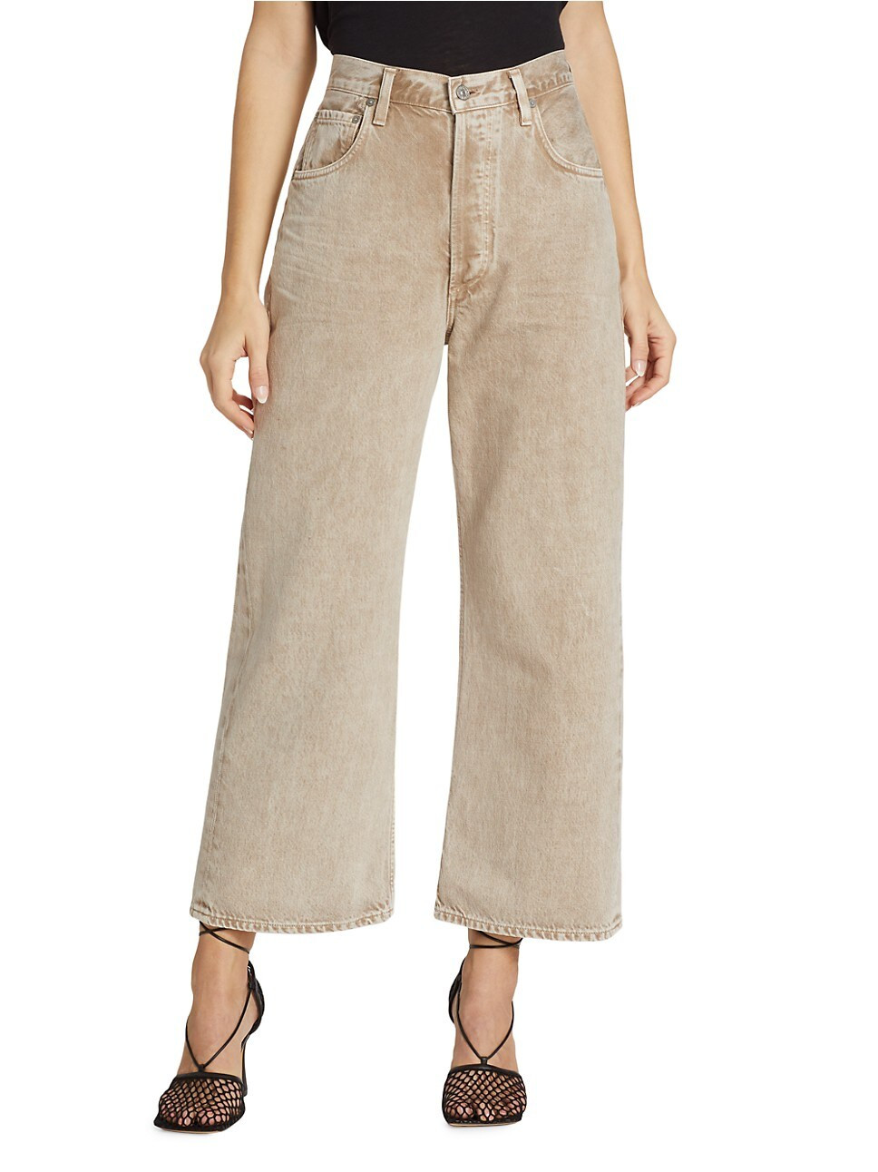 Gaucho High-Rise Cropped Wide-Leg Jeans | Saks Fifth Avenue