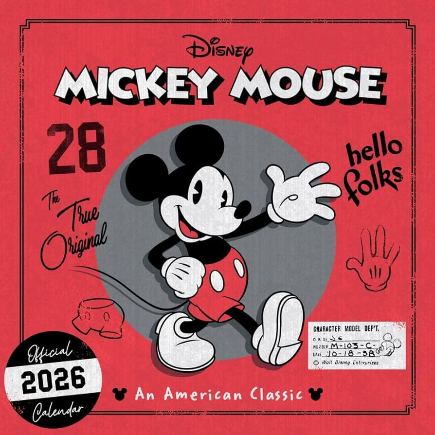 2026 CALENDAR DISNEY MICKEY CLASSIC MONTH TO VIEW SQUARE WALL CALENDAR OFFICIAL PRODUCT | Amazon (UK)