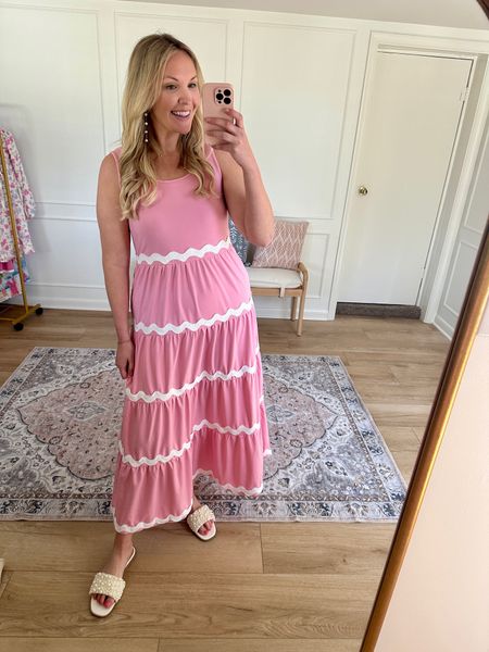 Love the rikrak details on this and it comes in other colors! I’m in a medium . Vacation dress - baby shower dress - spring outfit 

#LTKfindsunder50 #LTKmidsize #LTKstyletip