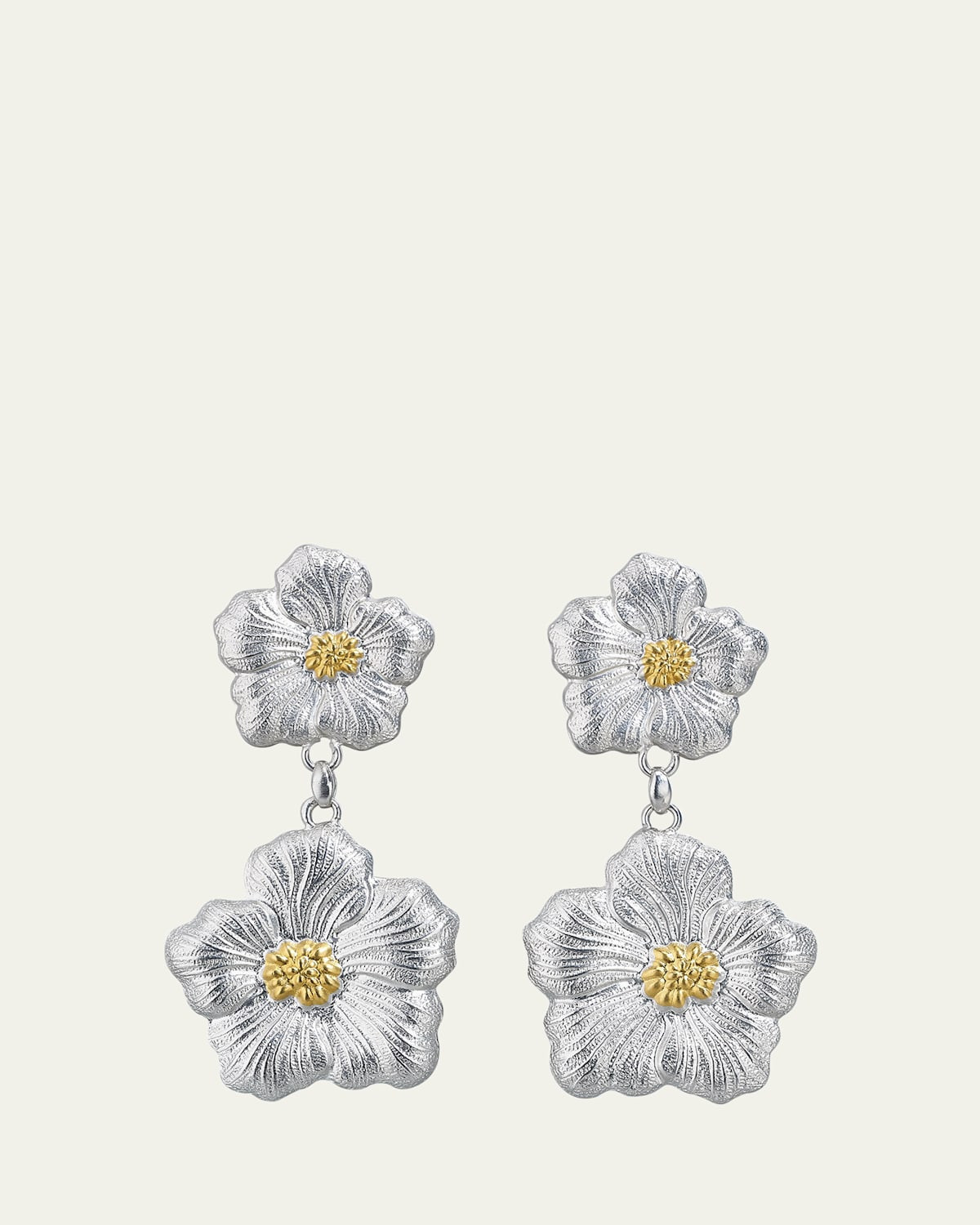 Blossoms Gardenia Sterling Silver and 18K Yellow Gold Pendant Earrings, 8.5cm | Bergdorf Goodman