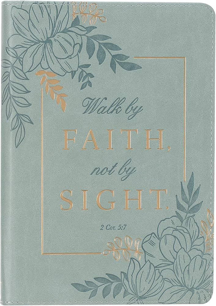Classic Faux Leather Journal Walk by Faith 2 Cor. 5:7 Powder Blue Floral Inspirational Notebook, ... | Amazon (US)