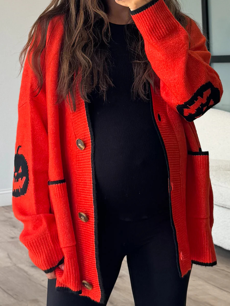 Pumpkin Patch Button Cardigan | Orange | Talulah