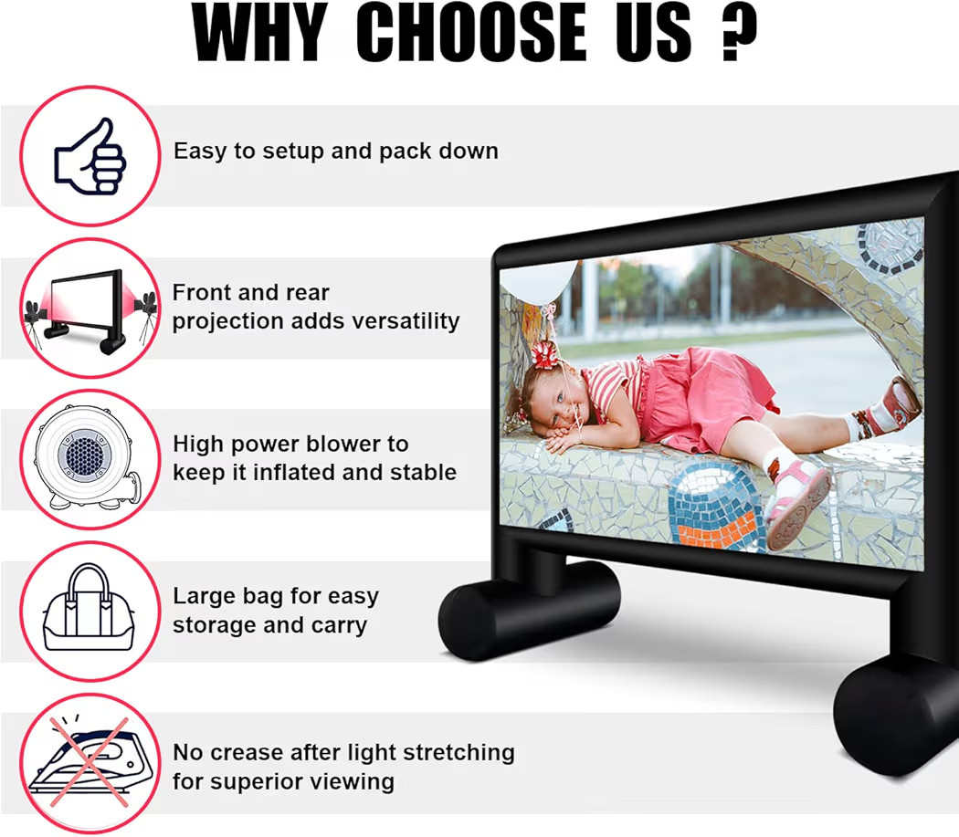 17 Feet Inflatable Movie Screen Outdoor Blow Up Projector Screen - Front/Rear Projection Screen f... | Amazon (US)