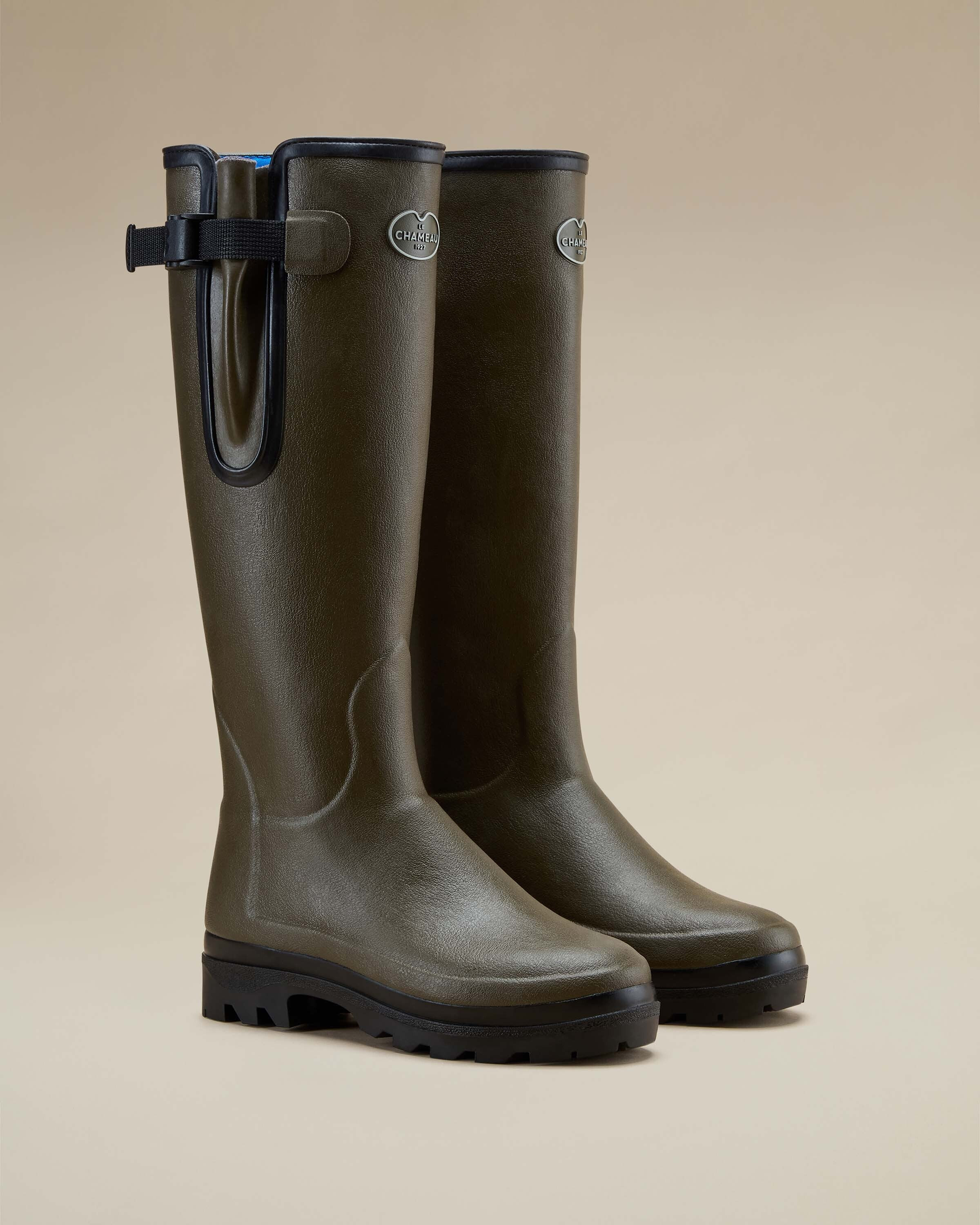Women's Vierzonord Neoprene Lined Wellington Boot Dark Chameau Green | Le Chameau