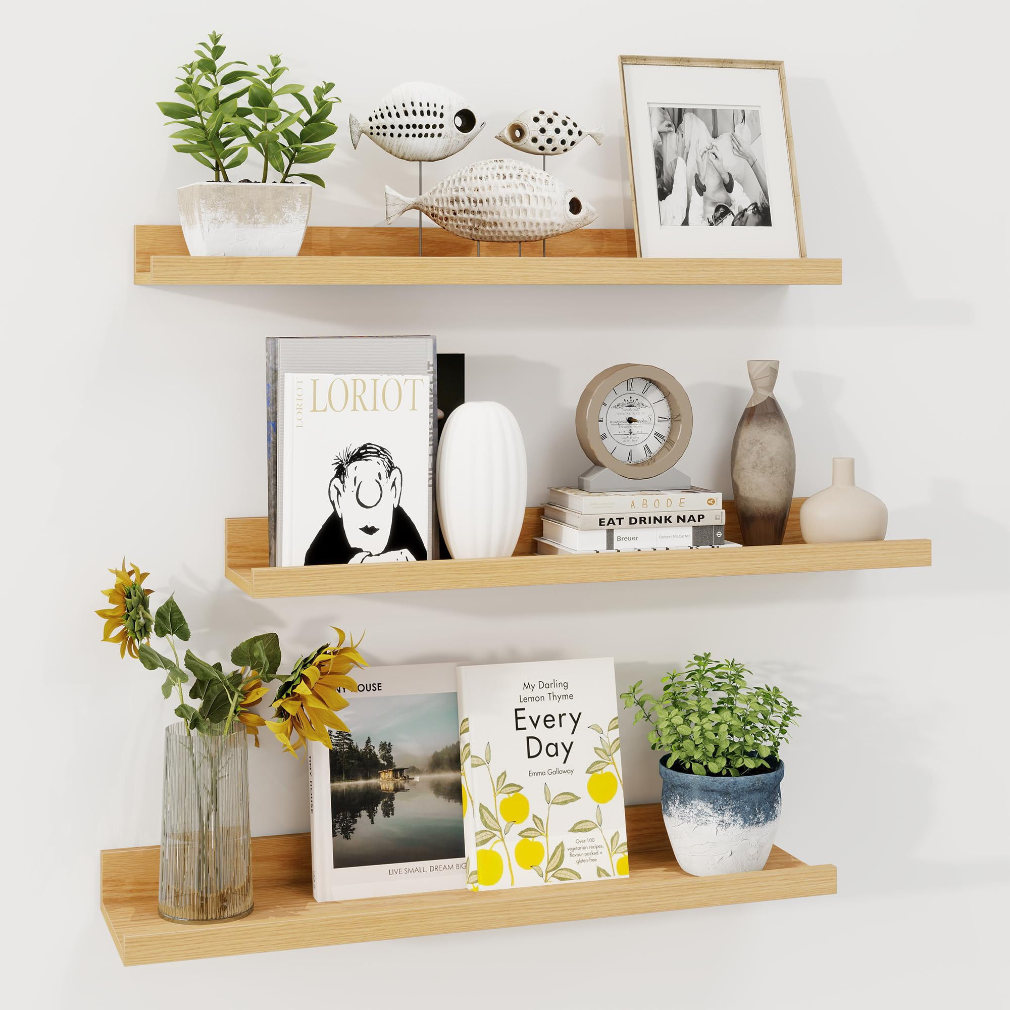 Axeman Picture Ledge Shelf, Rustic Floating Shelves for Wall Set of 3, Picture Shelf for Wall wit... | Amazon (US)