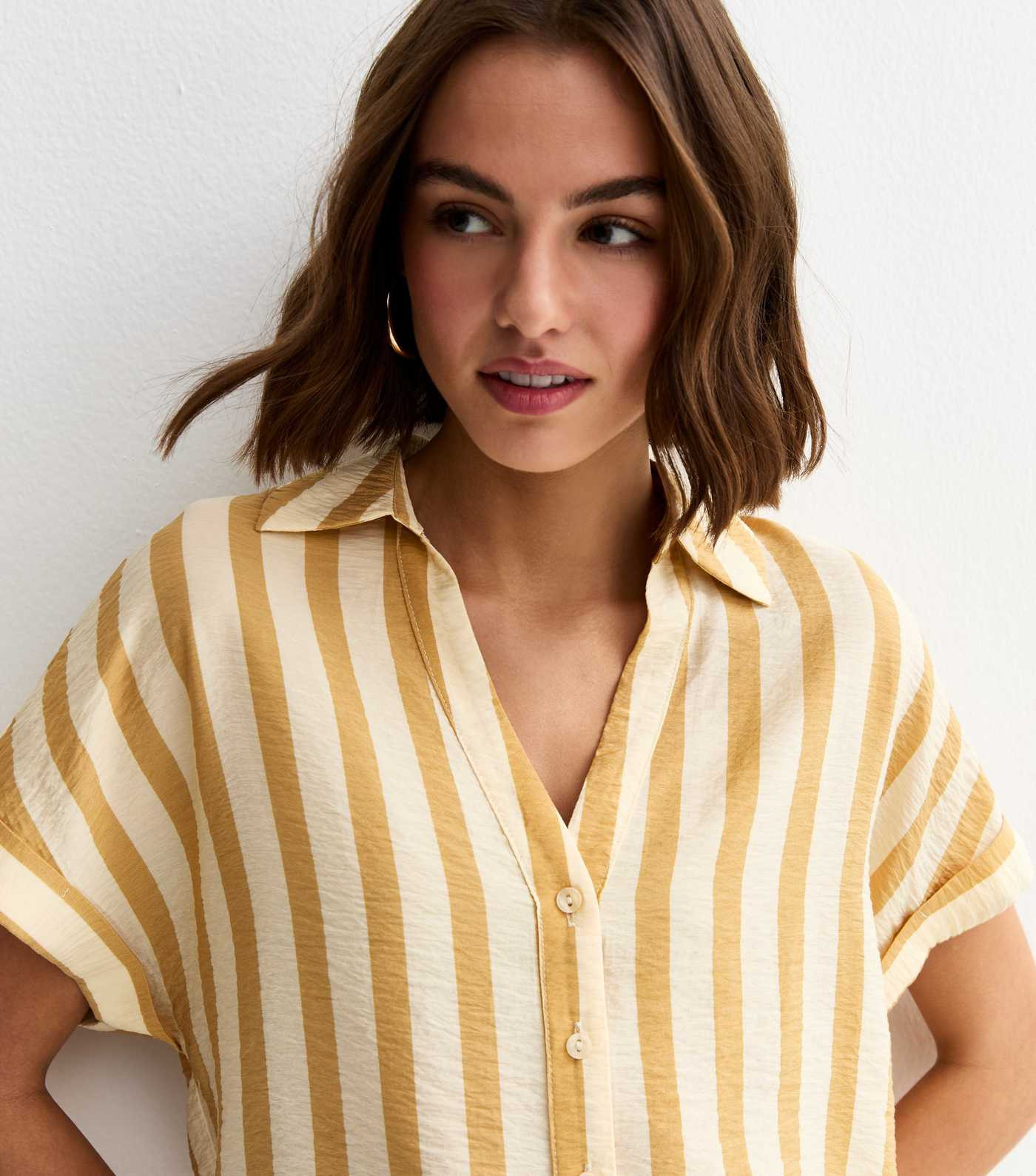 Yellow Lightweight Wide Stripe Cropped Shirt | New Look | New Look (UK)