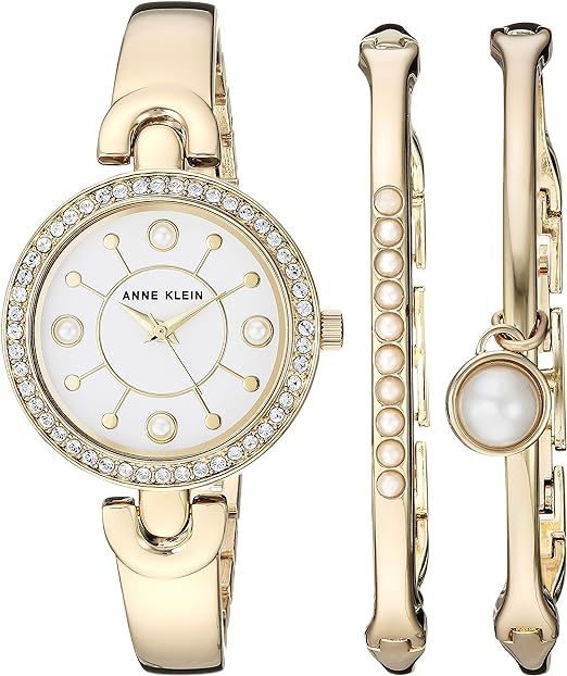 Anne Klein Women's Premium Crystal Accented Watch and Bangle Set, AK/3288 | Amazon (US)