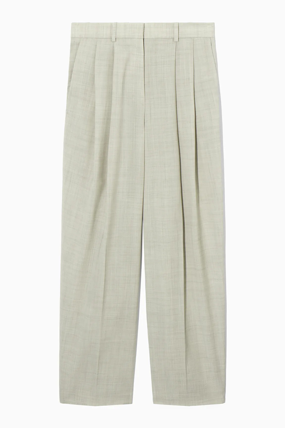 WIDE-LEG TAILORED WOOL TROUSERS - LIGHT BEIGE - COS | COS UK