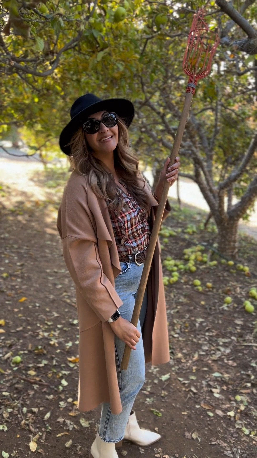 Apple picking pumpkin patch outfit 
#pumpkinpatch #falloutfit #plaid #rancher #camelsweater

#LTKSeasonal #LTKFamily #LTKTravel