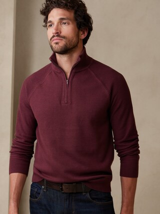 Recycled Textured Half-Zip | Banana Republic Factory