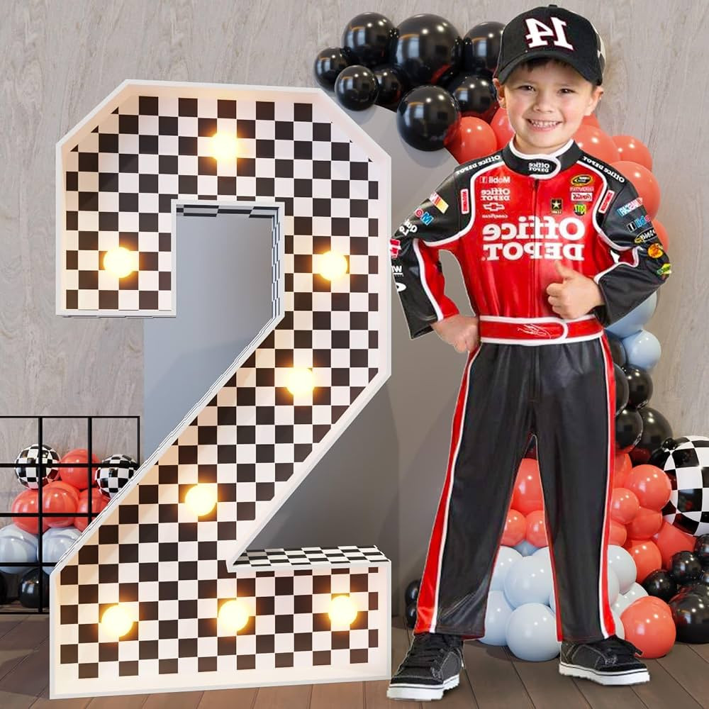 Marquee Numbers Race Car Birthday-Decorations: 3ft Large Fast One Party Decor Boy 2nd 12th Big Li... | Amazon (US)