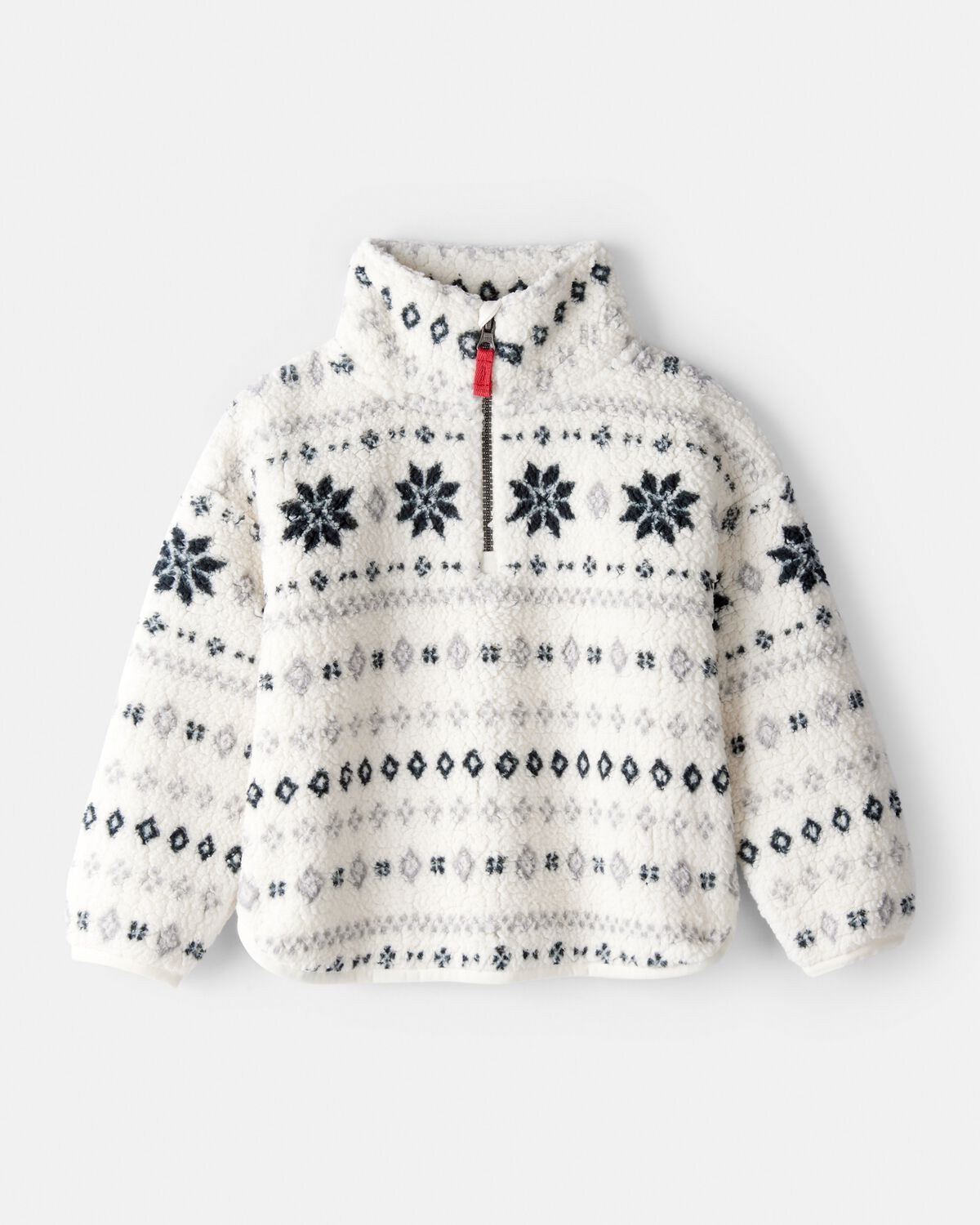 Toddler Girl Fairisle Sherpa Quarter-Zip Pullover - White | Carter's Inc