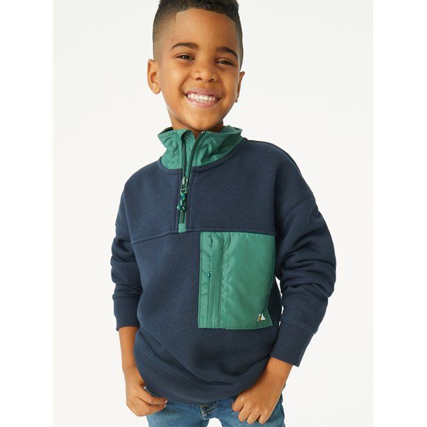 Free Assembly Boys Mock Neck Quarter Zip, Sizes 4-18 - Walmart.com | Walmart (US)