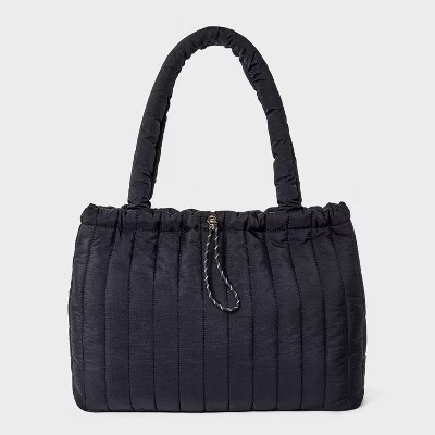 Quilted Drawstring Tote Handbag - Universal Thread™ Black | Target