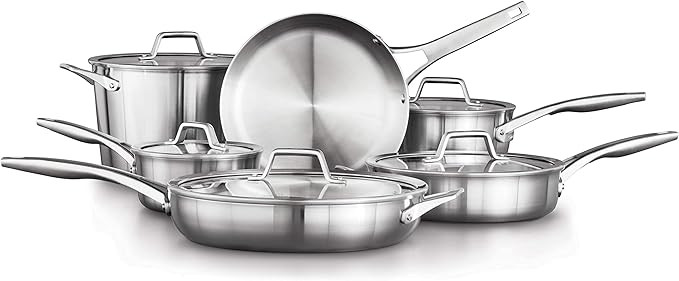Calphalon 11-Piece Pots and Pans Set, Stainless Steel Kitchen Cookware with Stay-Cool Handles, Di... | Amazon (US)