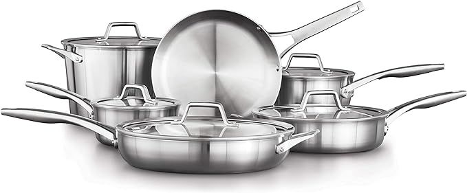 Calphalon 11-Piece Pots and Pans Set, Stainless Steel Kitchen Cookware with Stay-Cool Handles, Di... | Amazon (US)