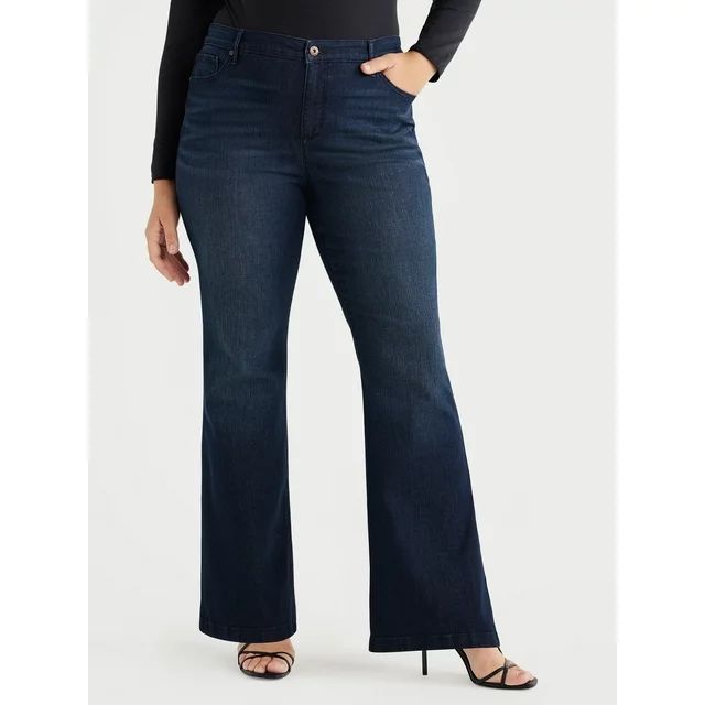 Sofia Jeans Women's Plus Size Melisa Flare High Rise Curvy Jeans, 32" Inseam, Sizes 14W-28W | Walmart (US)