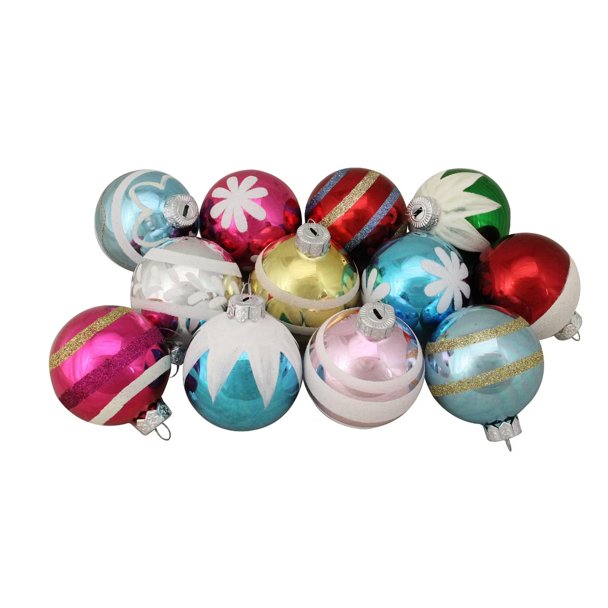 Northlight 12ct Frosted and Glittered Shiny Multi Color Christmas Ball Ornaments 2.5" (65mm) | Target