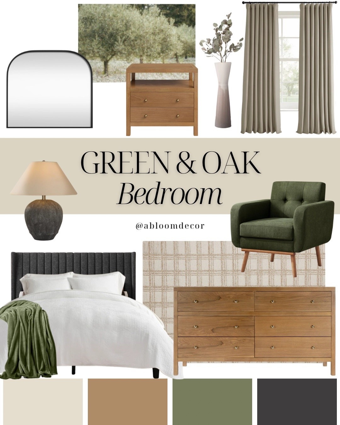 Green and oak bedroom decor from Wayfair!

#LTKHome