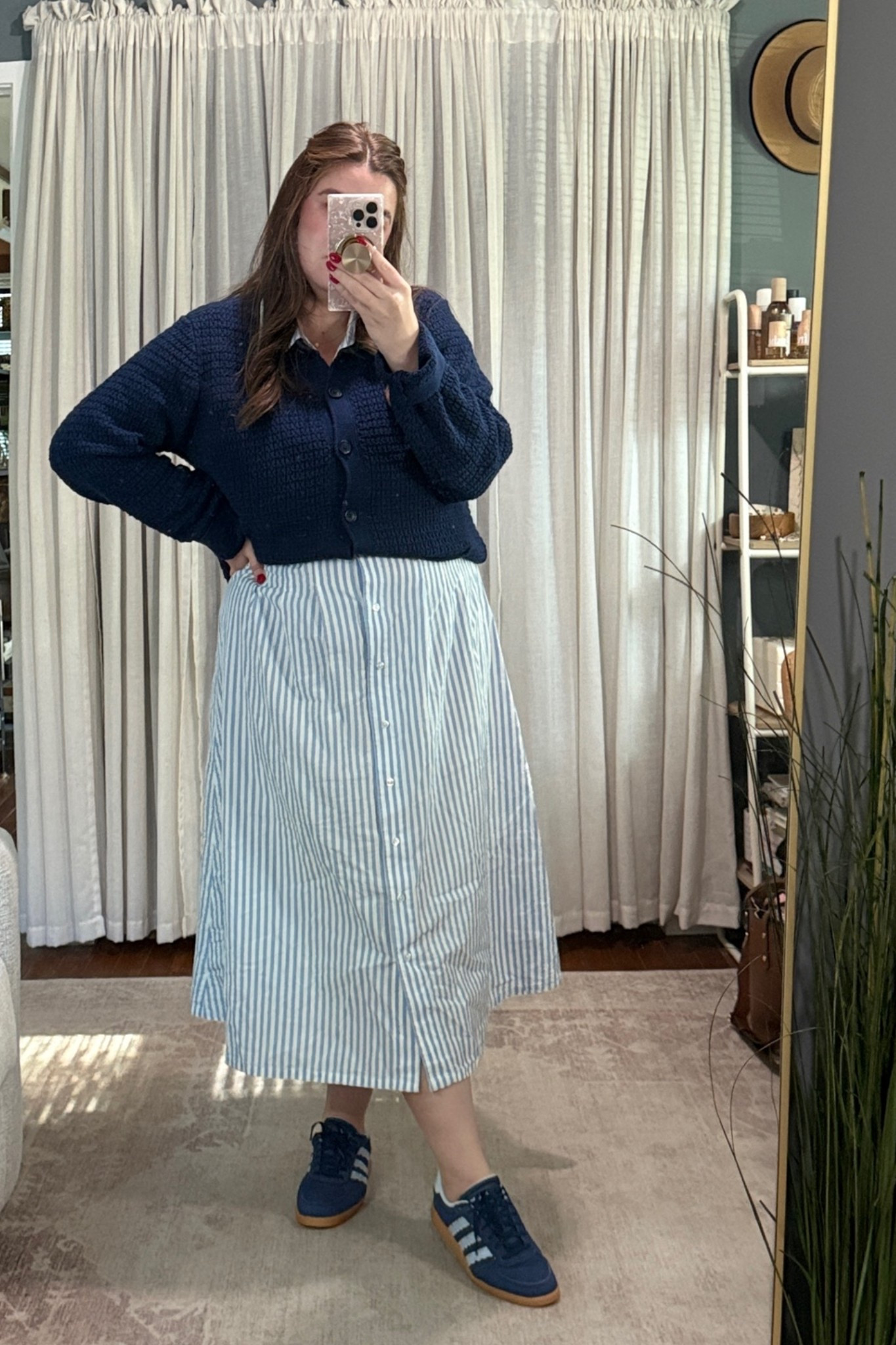 Perfect transitional wfh outfit.

A-line dress from Kohl’s
Cable cardigan from Jcrew Factory
Adidas sneakers

#LTKootd #LTKWorkwear #LTKMidsize