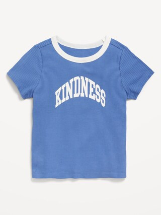 Short-Sleeve Ribbed Graphic T-Shirt for Toddler Girls | Old Navy (US)