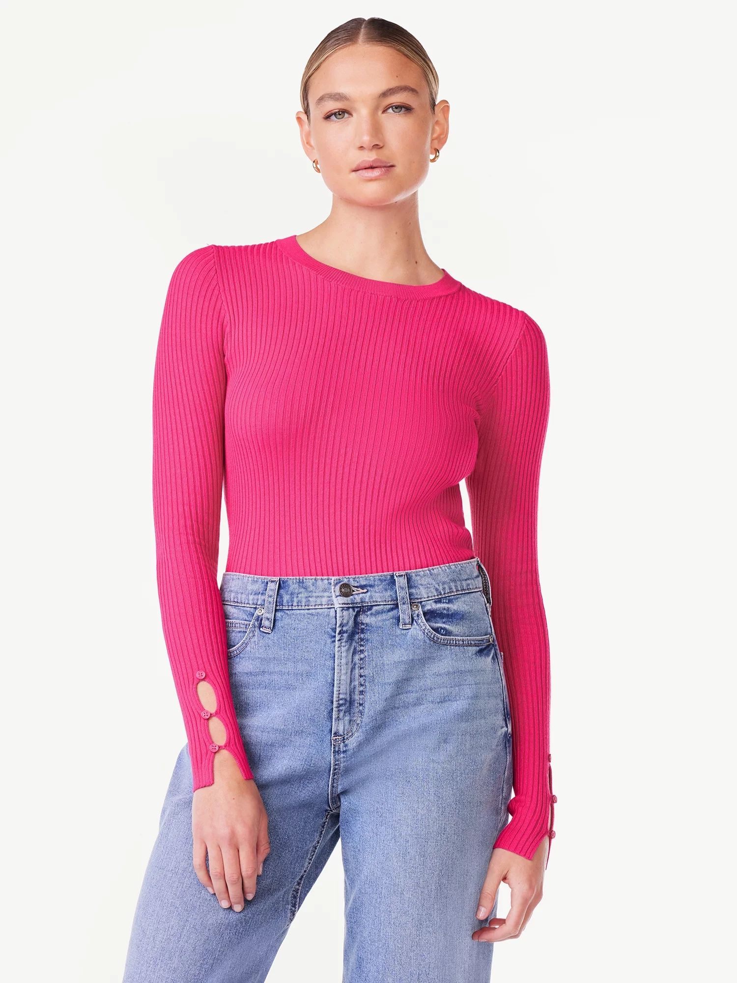 Scoop Women's Ribbed Knit Sweater Bodysuit with Long Sleeves, Sizes XS-XXL - Walmart.com | Walmart (US)