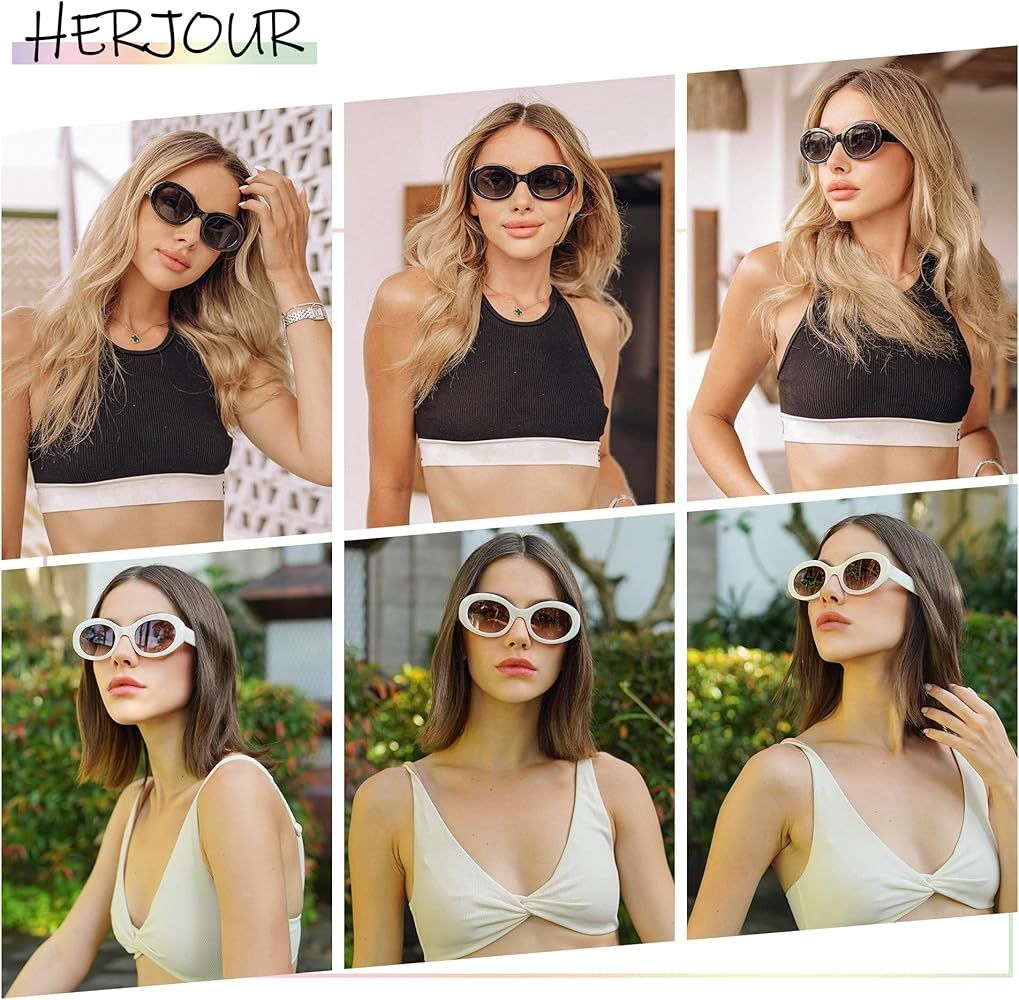 Oval Trendy Retro Sunglasses For Women Men Fashion Sun Glasses AR82158 | Amazon (US)