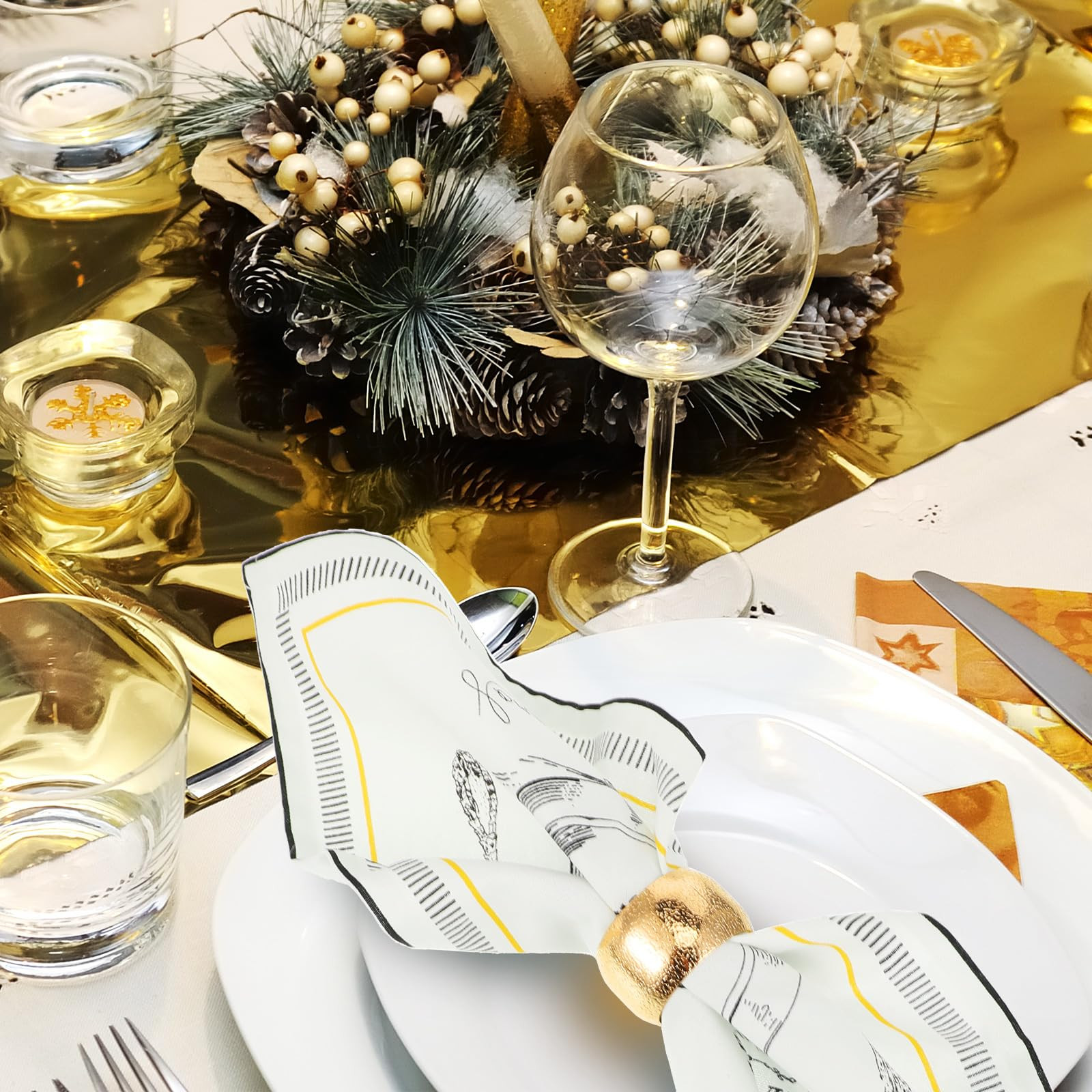 Lallisa 100 Pcs Gold Napkin Rings Metal Napkin Ring Holders for Cloth Table Decorations for Weddi... | Amazon (US)