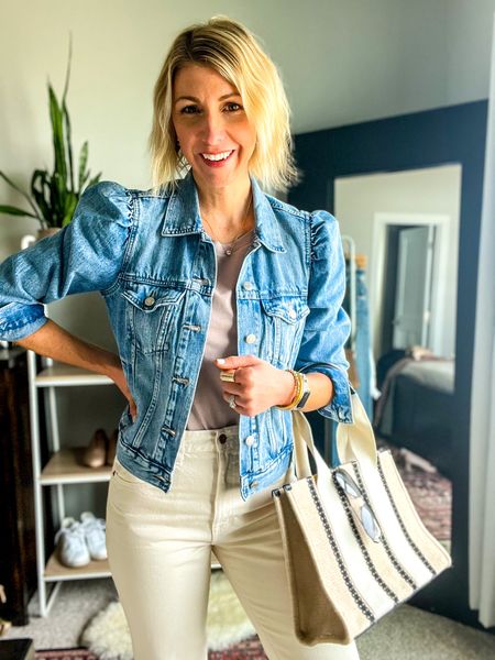 Causal spring outfit idea
For a day of errands: white jeans, basic tee, denim jacket, new balance sneakers, tote bag + sunnies 

I always recommend going up a size in jeans for the most flattering fit!

#LTKSeasonal #LTKstyletip #LTKFind