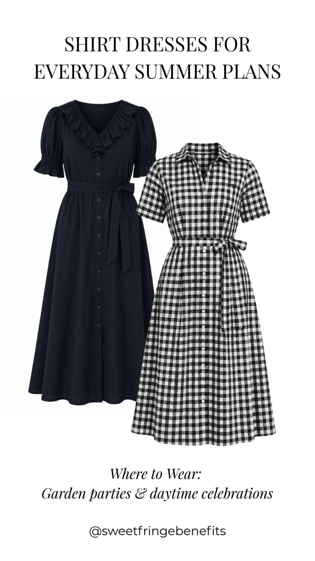 These shirt dresses are the kind of pieces you’ll wear on repeat all summer. Loving the timeless navy and classic gingham options 🫶🏻 

 #LTKootd #LTKSaleAlert #LTKTravel