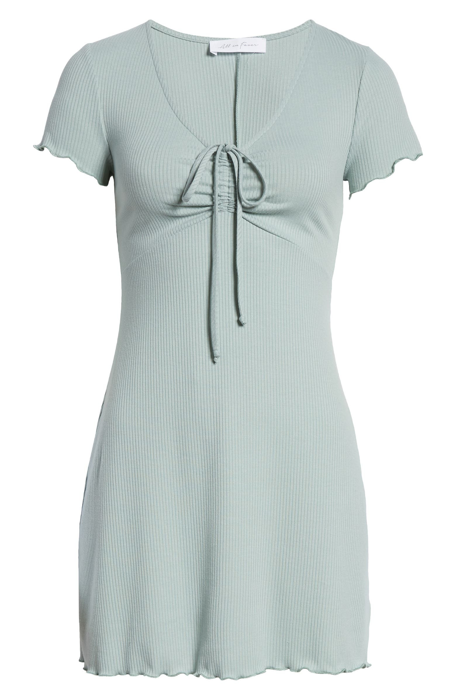 Rib Knit Tie Front Minidress | Nordstrom