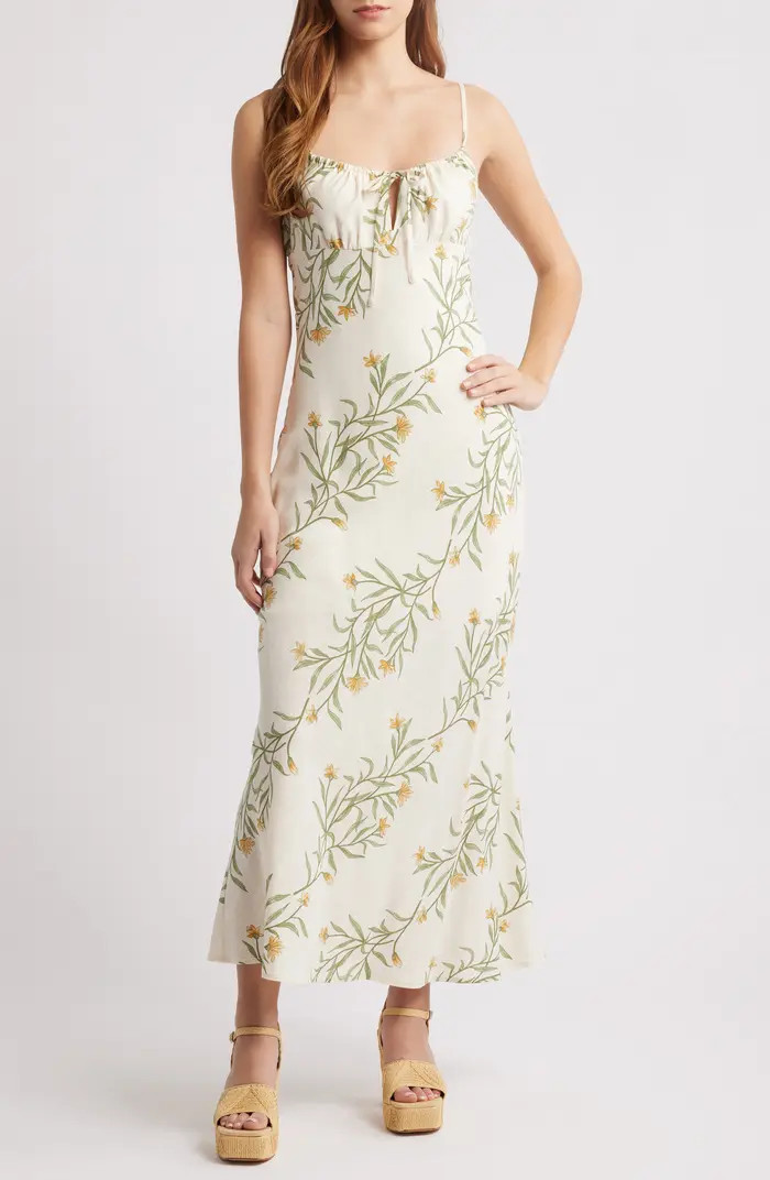 MOON RIVER Floral Midi Dress | Nordstrom | Nordstrom