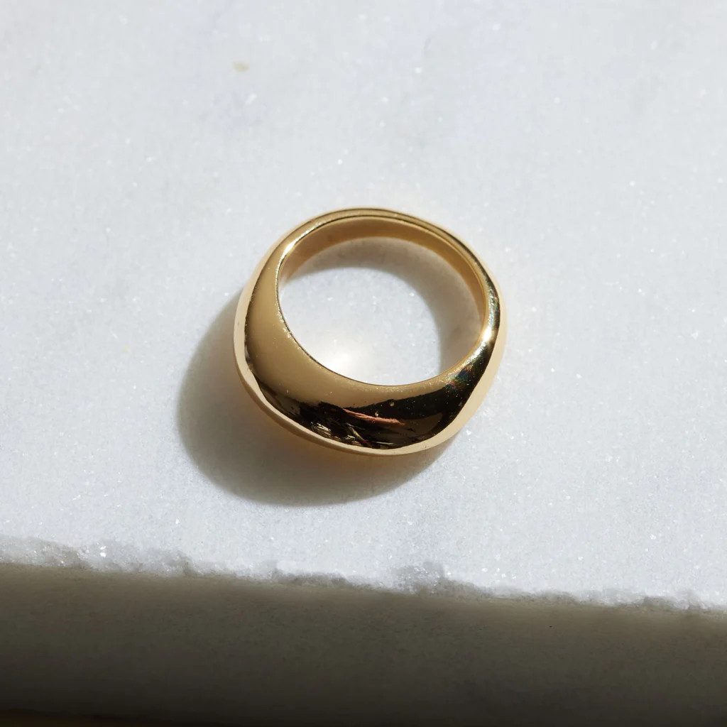 Gold Sleek Dome Ring | Nickel and Suede