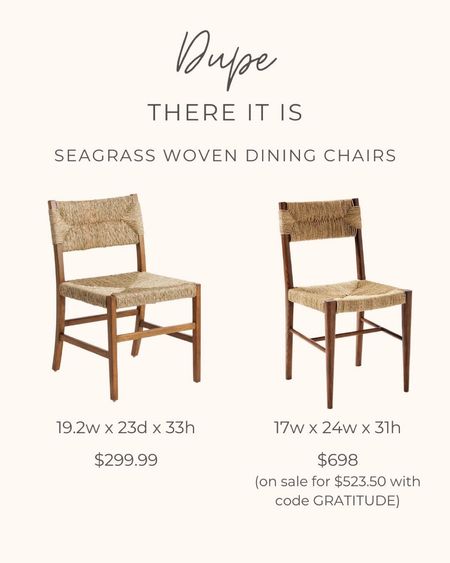 Seagrass woven dining chairs, serena and Lily look for less. Everything is 25% off on serena and Lily.com! 

#LTKhome #LTKsalealert