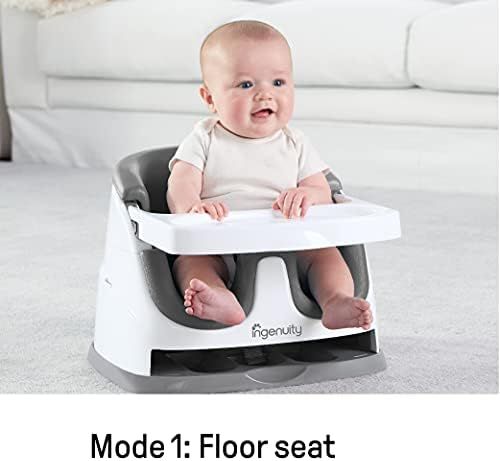 Ingenuity Baby Base 2-in-1 Booster Feeding and Floor Seat with Self-Storing Tray, Slate | Amazon (US)