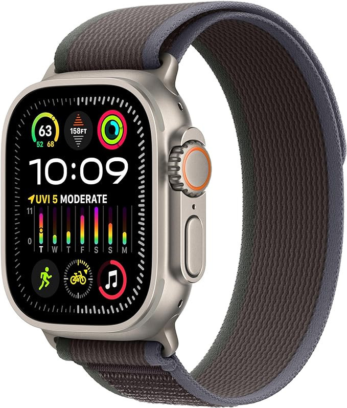 Apple Watch Ultra 2 [GPS + Cellular 49mm] Smartwatch with Rugged Titanium Case & Blue/Black Trail... | Amazon (US)