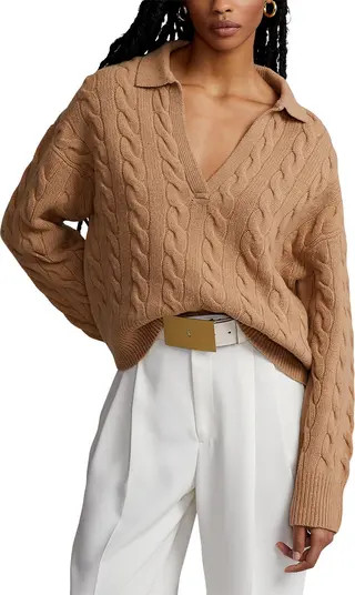 Polo Ralph Lauren Johnny Collar Wool & Cashmere Cable Sweater | Nordstrom | Nordstrom