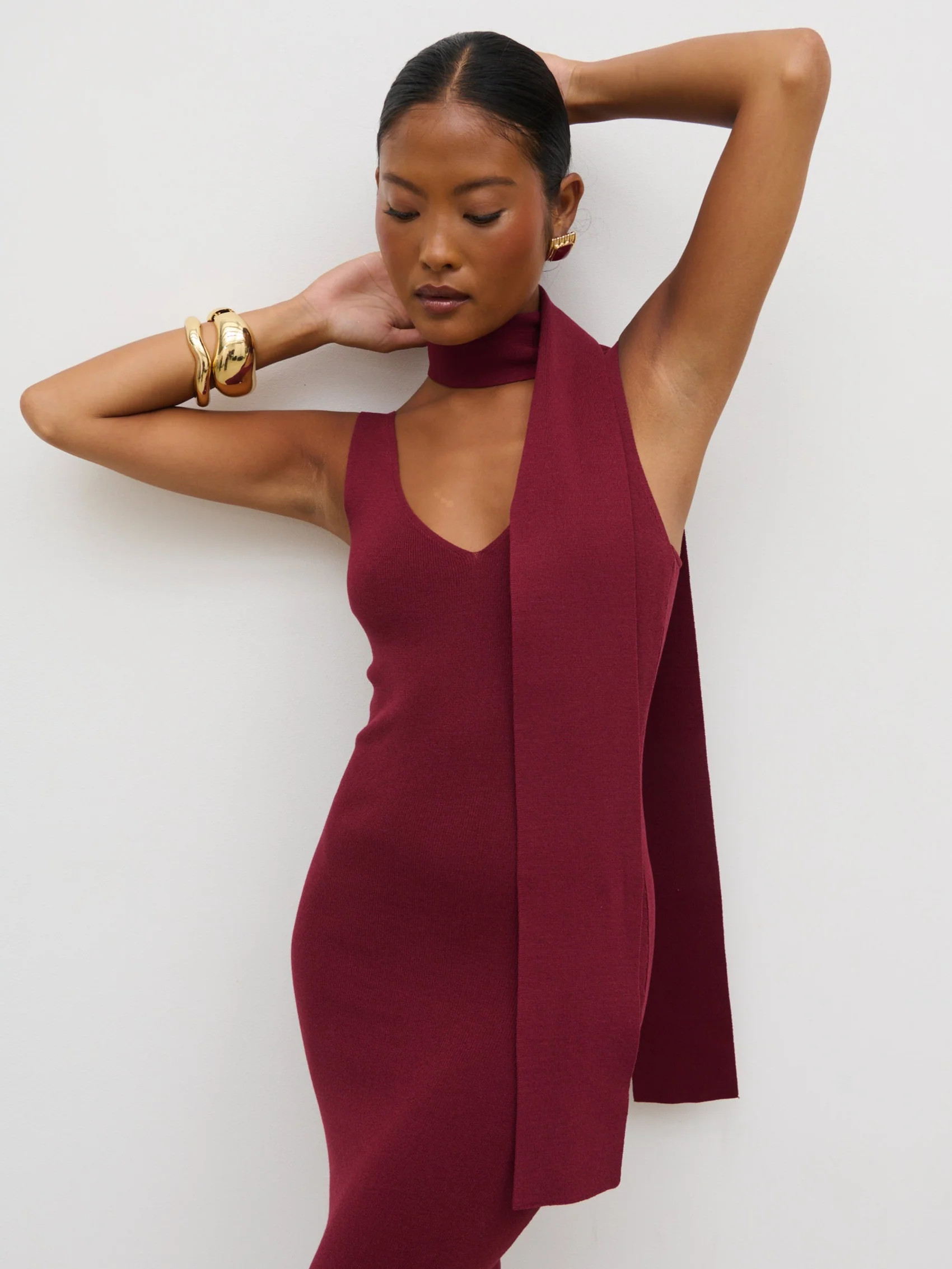 Arabella Knit Maxi Dress with Neck Tie | Pretty Lavish (UK)