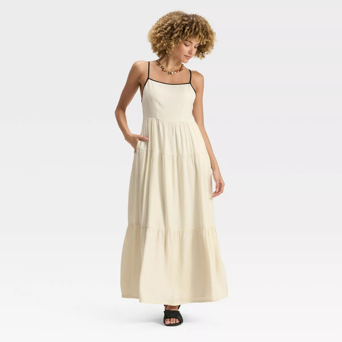 Women's Tiered Maxi A-Line Dress - A New Day™ White M | Target
