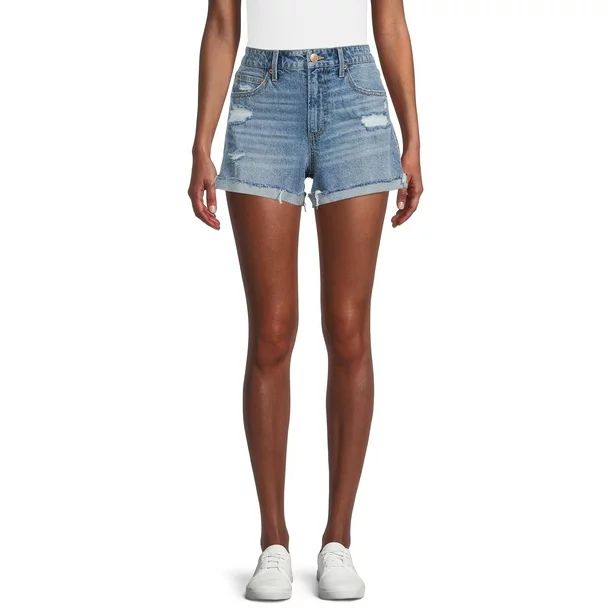 No Boundaries Juniors Cuffed Denim Shorts | Walmart (US)