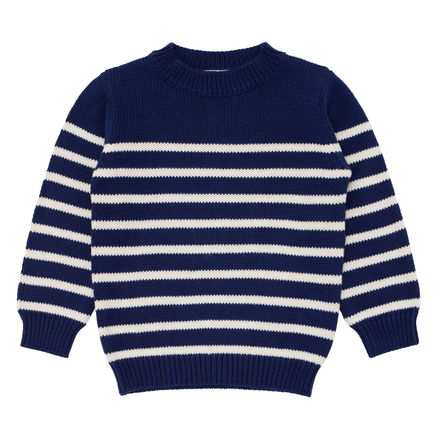 unisex navy and cream stripe knit sweater | Minnow