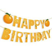 Orange Citrus Happy Birthday Banner, Little Cutie Theme Decoration, Fruit Summer Party Supplies, Decor Banner | Etsy (US)